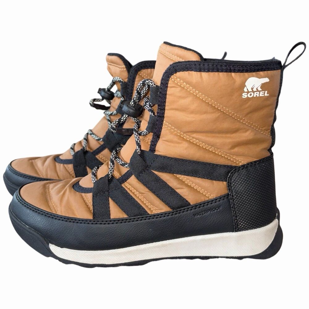 Sorel Whitney Frosty Lace 200G Waterproof Boot Tan & Black- Womens Size 5